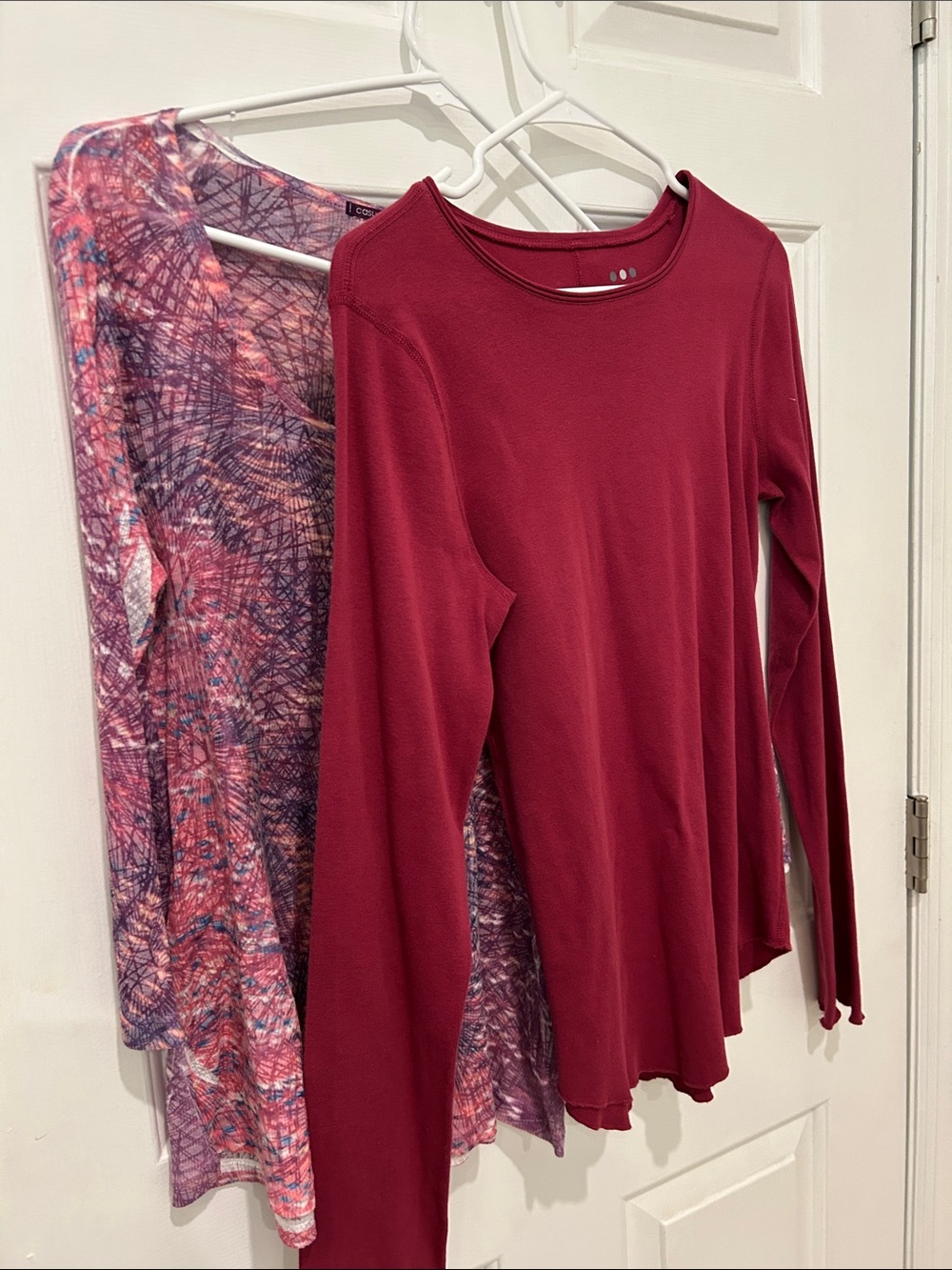 2 Items - Purple Pink - Casual Freedom L Henley Top AND 100% Cotton Berry Top